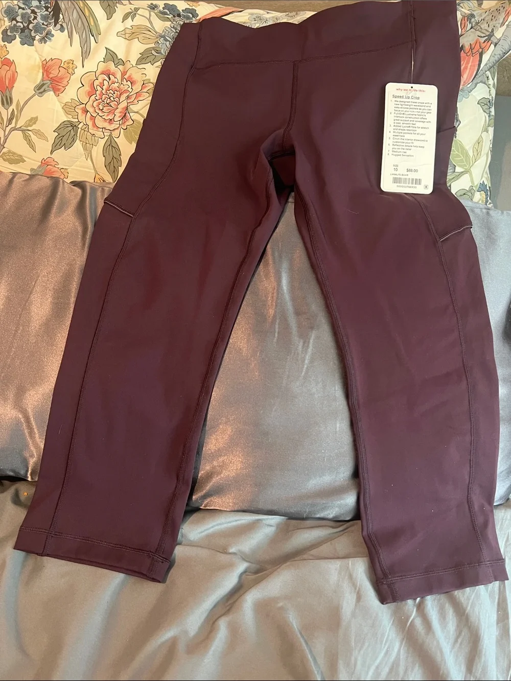 lululemon athletica Deep Burgundy Athletic Leggings with Side Pockets - Picture 1 of 14
